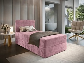 Pat tapițat boxspring GLORIEN VELVET 90x200 cm roz Saltea: Saltea cu arcuri Bonell