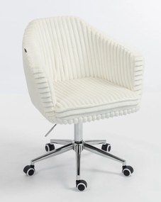 HR832K Scaun Alb Teddy Cord cu Bază Cromata