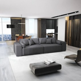 Canapea extensibilă dumonde cu ladă de depozitare si sezut confortabil din spuma high-density, Marbela Enjoy Grafit XXL 295x100 cm