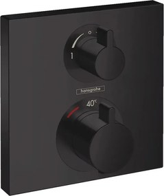 Baterie dus termostatata Hansgrohe Ecostat Square cu montaj incastrat 2 functii negru mat
