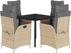 vidaXL Set mobilier pentru grădină, 5 piese, cu perne, bej, poliratan