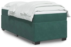 3285248 vidaXL Pat continental cu saltea, verde închis, 80x200 cm, catifea