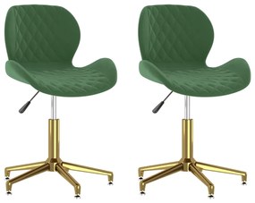 335054 vidaXL Scaune de bucătărie pivotante, 2 buc., verde închis, catifea