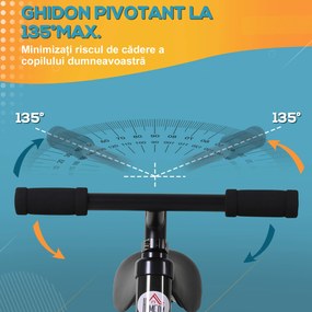 HOMCOM Bicicletă Fără Pedale Copii 2-5 Ani cu Șa Reglabilă, Roți și Pedale Negru | Aosom Romania