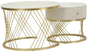 Mauro Ferretti Set De 2 Masute De Cafea Votix,  Cm Ø 70X48-50X43,3 | Aosom Romania