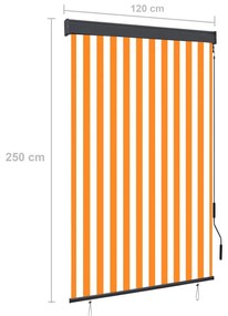 Jaluzea tip rulou de exterior, alb si portocaliu, 120 x 250 cm portocaliu si alb, 120 x 250 cm