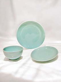 Set Farfurii 3 piese Mineral Aquamarine ( 1 Farfurie 26cm, 1 Farfurie 20cm, 1 Bol 480ml)