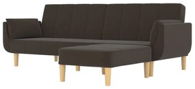 Canapea extensibila 2 locuri,taburet2 perne,textil,maro inchis Maro inchis, Cu scaunel pentru picioare