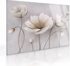 Tablou pe sticlă cu florile albe (70x50 cm)