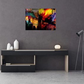 Tablou - Oraș colorat, abstracție (70x50 cm)