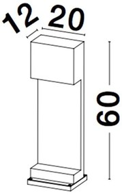 Stalp modern de exterior IP65 GRANTE gri ciment, H-60cm
