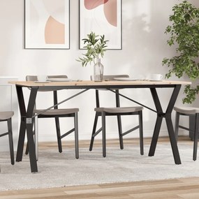 vidaXL Masă de bucătărie, cadru Y, 160x80x75cm lemn masiv pin și Oţel
