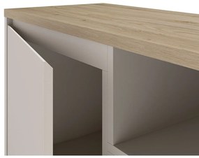 Comodă TV bej cu aspect de lemn de stejar 161x55x40 cm Loreta – Marckeric