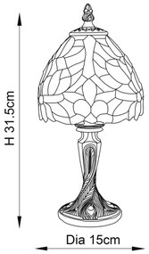 Lampă de masă Tiffany SYLVETTE Endon 64331, 1xE14/40W/230V, Ø 15 cm