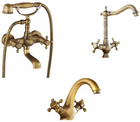 Set baterii,cada ,lavoar si lebada, TRENDY S,bronz antichizat