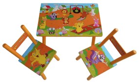 Masuta copii din lemn cu 2 scaunele - Zoo - MSP-12