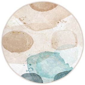 Covor albastru/bej lavabil rotund ø 120 cm Puddle – Mila Home