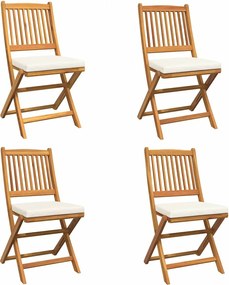 vidaXL Scaun pliant 4 pcs Alb 49 x 57.5 x 92cm Lemn masiv de acacia