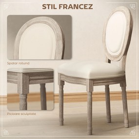 HOMCOM Set 2 Scaune Capitonate Vintage, Design Elegant, pentru Living sau Sufragerie, Albe | Aosom Romania
