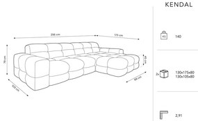 Colțar gri cu tapițerie din catifea (pe partea dreaptă) Kendal – Micadoni Home