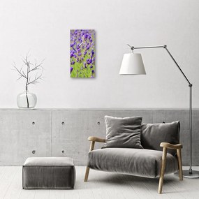 Ceas de perete din sticla vertical Flori colorate lavender