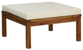 Set mobilier gradina cu perne crem, 9 piese, lemn masiv acacia Crem, 3x colt + 4x mijloc + suport pentru picioare + masa, 1
