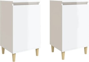 vidaXL Noptiere, 2 buc., alb extralucios, 40x35x70 cm, lemn prelucrat
