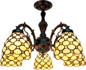 BRILAGI - Tiffany lustră din vitralii, montată pe tavan IVORY SMOOTH 5xE27/60W/230V Ø60 cm