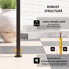 Outsunny Pavilion de grătar cu LED 240 x 150 x 258 cm rezistent la apă, ignifug, pavilion de grătar cu acoperiș dublu | Aosom Romania