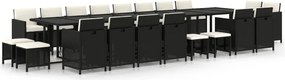 vidaXL Set mobilier de grădină cu perne, 21 piese, negru, poliratan