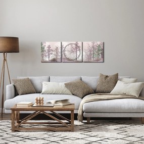 Tablou cu pădure (cu ceas) (90x30 cm)