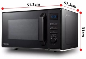 Resigilat: Cuptor cu microunde Toshiba MW2-AC25TBK 4in1, 25 L, 950W, Gratar 1100W, Convectie 2100W, Acoperire ceramica, Negru