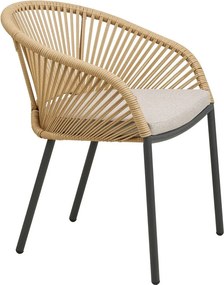 Scaun de grădină bej din metal/capitonat Novella – House Nordic