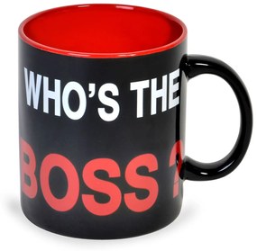Cana negru+ rosu cu scris,  Who s the Boss?  815 ml