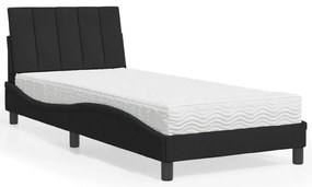 vidaXL Pat cu saltea, negru, 80x200 cm, catifea