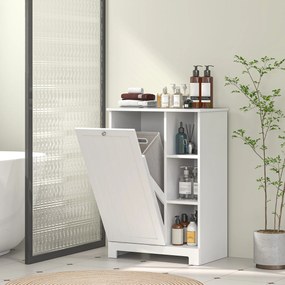 HOMCOM Dulap Modern pentru Rufe cu Coș Detașabil și  Compartimente de Depozitare, 60x38x86 cm, Alb | Aosom Romania