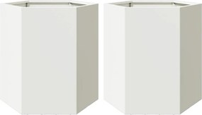 vidaXL Jardiniere de grădină, 2 buc. alb 46x40x45 cm oțel hexagonală