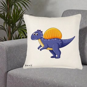 Perna Decorativa Spinozaur Kawaii, 40x40 cm, Crem Reliefat, Husa Detasabila, Perna Inclusa, BEKZ®