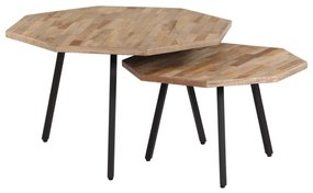 246097 vidaXL Set măsuțe de cafea, 2 piese, lemn de tec reciclat, hexagon