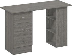 HOMCOM Birou modern cu 3 Sertare si Rafturi in Lemn Alb 120x49x72cm | Aosom Romania