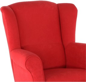 Fotoliu cu taburet, material roşu, ASTRID