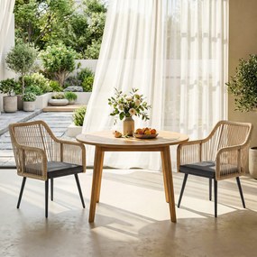 Outsunny Set 2 Scaune de Grădină din Ratan PE cu Perne Moi Lavabile și Brațe, Scaune pentru Dining Exterior din Oțel, pentru Terasă, Balcon, Grădină, Exterior, 54x65x80cm, Gri Închis | Aosom Romania