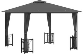 vidaXL Foișor cu pereți laterali și acoperișuri duble, antracit, 3x3 m