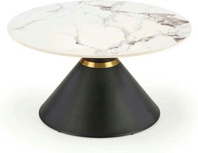 Masuta cafea blat marmura GORETTI, alb/negru/auriu, otel, 80x80x42 cm