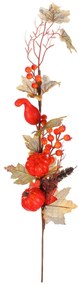 Ramură artificială de toamnă - dovleci roșii șifructe de pădure, 73 cm