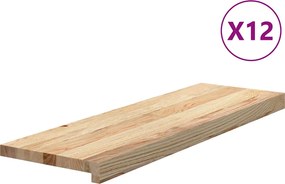 vidaXL Trepte scari 12 buc Stejar masiv netratat 80x25x2 cm