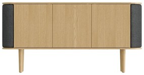 Comodă gri antracit/în culoare naturală joasă cu aspect de lemn de stejar 150x75 cm Treasures – UMAGE