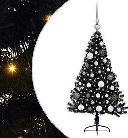vidaXL Pom de Crăciun artificial pre-iluminat Negru 120 cm PVC