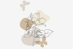 Tablou - Flori bej cu fluture N⁰1 (90x60 cm)