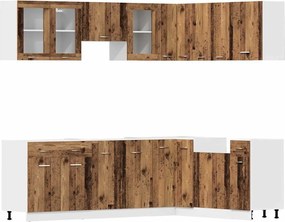 vidaXL Set dulap de bucătărie Lyon din 11 piese Lemn vechi Lemn prelucrat